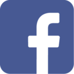 A blue square with the facebook logo in black.